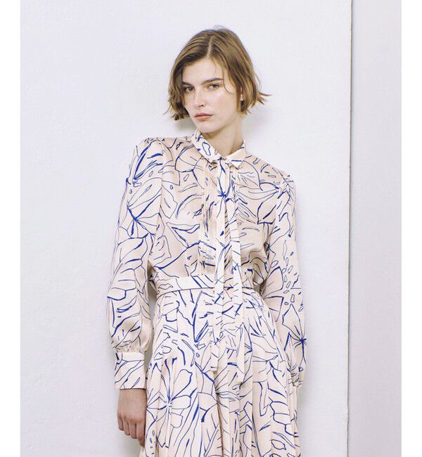 allureville「スケッチボタニカルプリントボウタイブラウス」|シャツ・ブラウス|