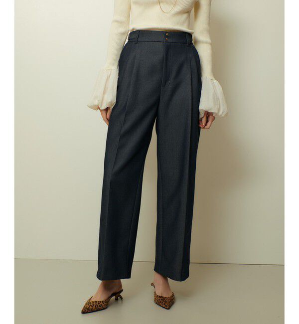 allureville「リジッドデニムライクパンツ」|デニム|ネイビー