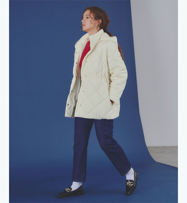 titivate「ドローストリングデザインキルティングコート」|ダウン|
