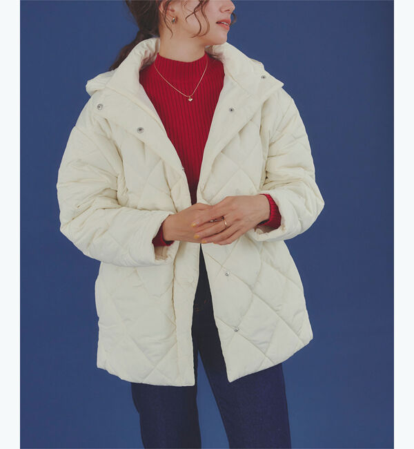 titivate「ドローストリングデザインキルティングコート」|ダウン|