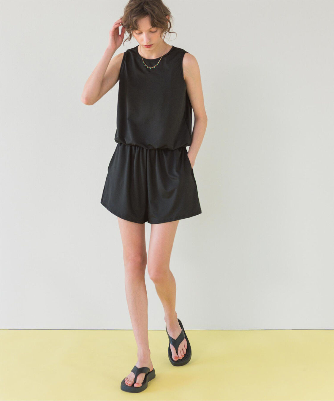 SEA DRESS「ﾊﾞｯｸﾘﾎﾞﾝﾉｰｽﾘｰﾌﾞｵｰﾙｲﾝﾜﾝ/水着」|コンビネゾン|