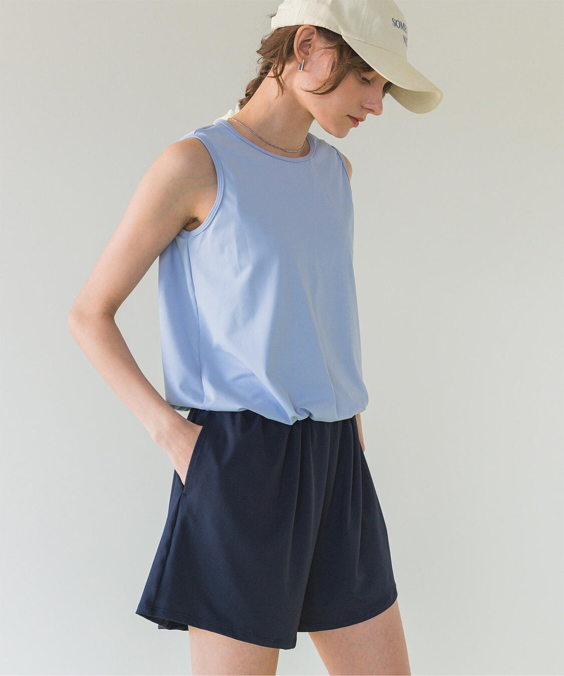 SEA DRESS「ﾊﾞｯｸﾘﾎﾞﾝﾉｰｽﾘｰﾌﾞｵｰﾙｲﾝﾜﾝ/水着」|コンビネゾン|ﾗｲﾄﾌﾞﾙｰ/ﾈｲﾋﾞｰ