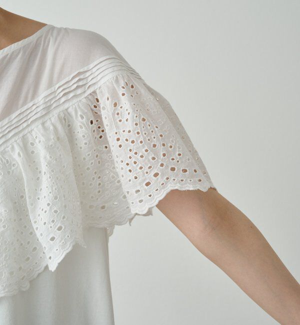  「【ブラウス見え】スカラップレースドッキングTシャツ」|Tシャツ・カットソー|