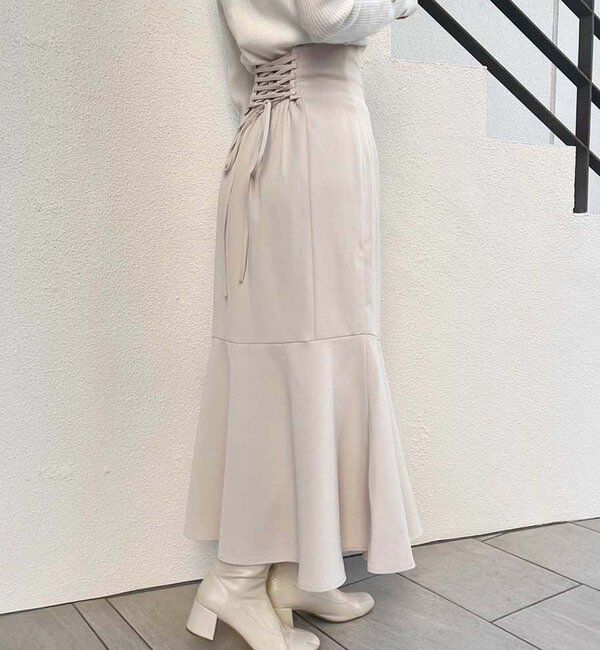  「【マイナス5キロ見え】後ろレースアップマーメイドスカート」|スカート|