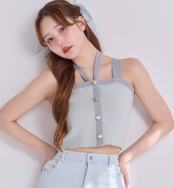  「セット対応/配色ラメニットビスチェ」|ニット・セーター|