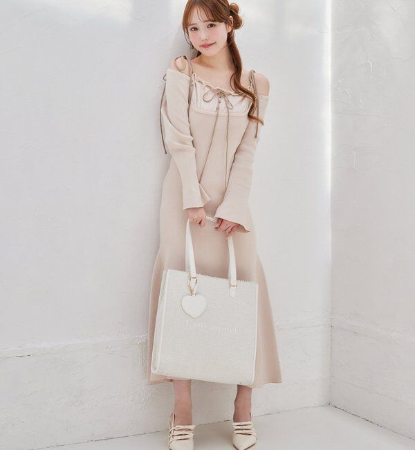  「【LouLoumei】／ハートチャーム付きトートバッグ／自立可能」|ショルダー・メッセンジャー|