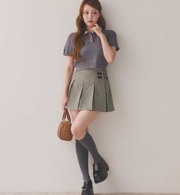  「サイドベルトプリーツスカート」|スカート|