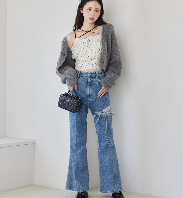  「サイドカットレースフレアデニム」|その他|
