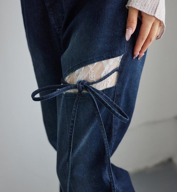  「サイドカットレースフレアデニム」|その他|