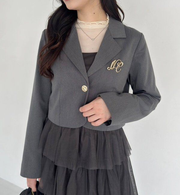  「【WEB限定リバイバル】ブローチ付きショートテーラージャケット」|テーラードジャケット|