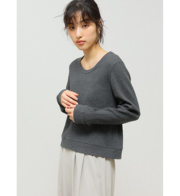 MIDIUMISOLID「MIDIUMISOLID for Ladies Uネックワッフルプルオーバー」|Tシャツ・カットソー|