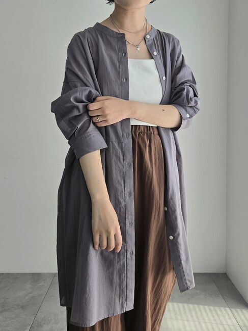 SM2「シアーバンドカラーシャツ」|シャツ・ブラウス|チャコールグレー