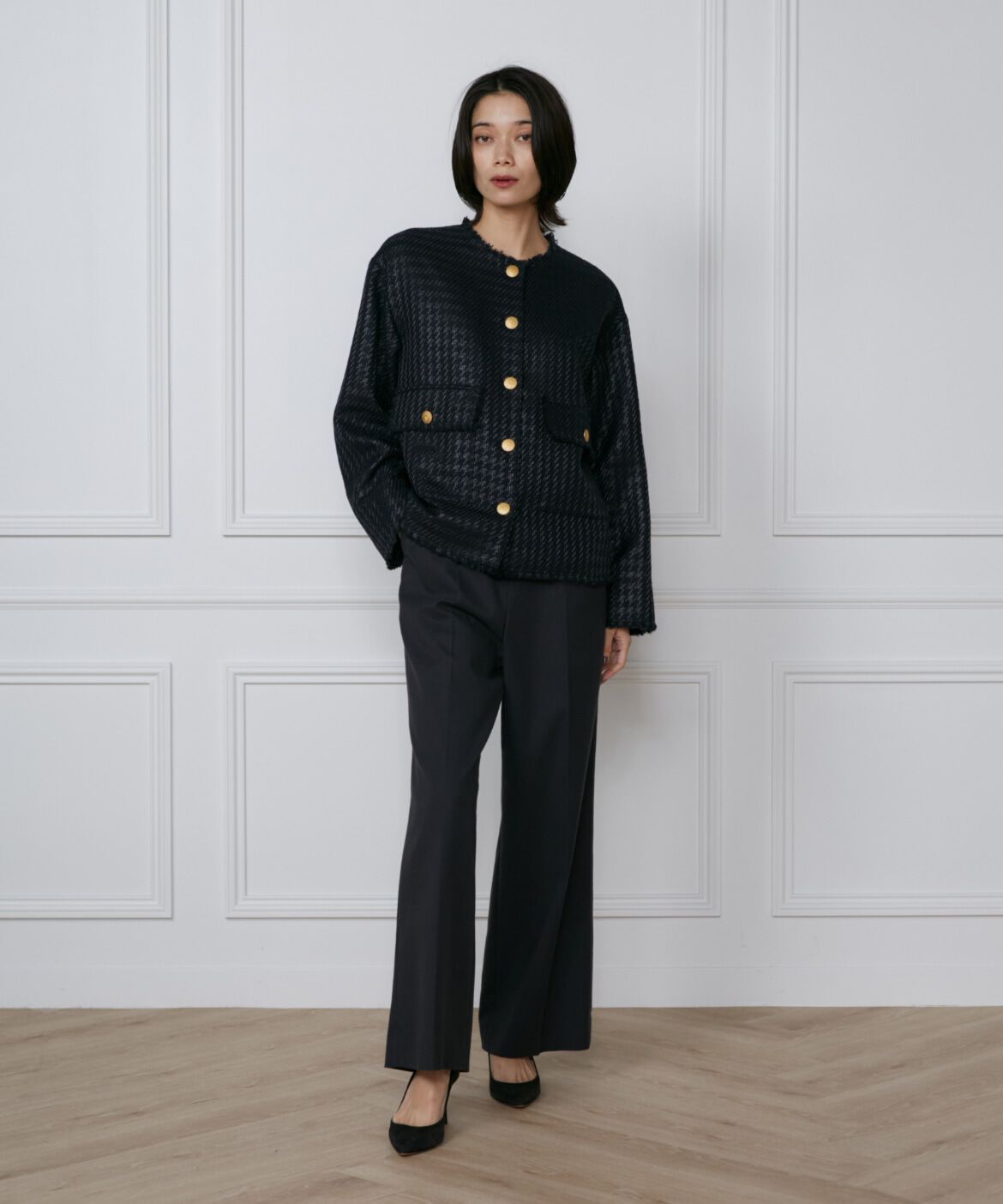 INED「ロービングツイードノーカラージャケット《PONTETORTO》」|ノーカラージャケット|