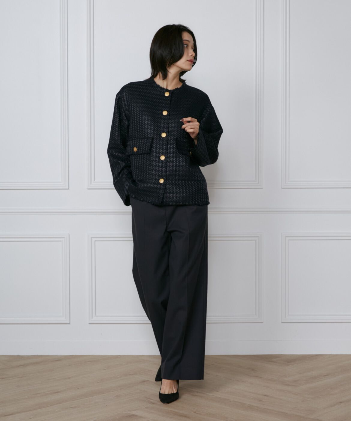 INED「ロービングツイードノーカラージャケット《PONTETORTO》」|ノーカラージャケット|