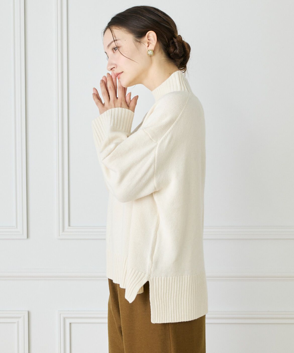 Le Souk「スフレニットハイネックプルオーバー」|ニット・セーター|オフホワイト1