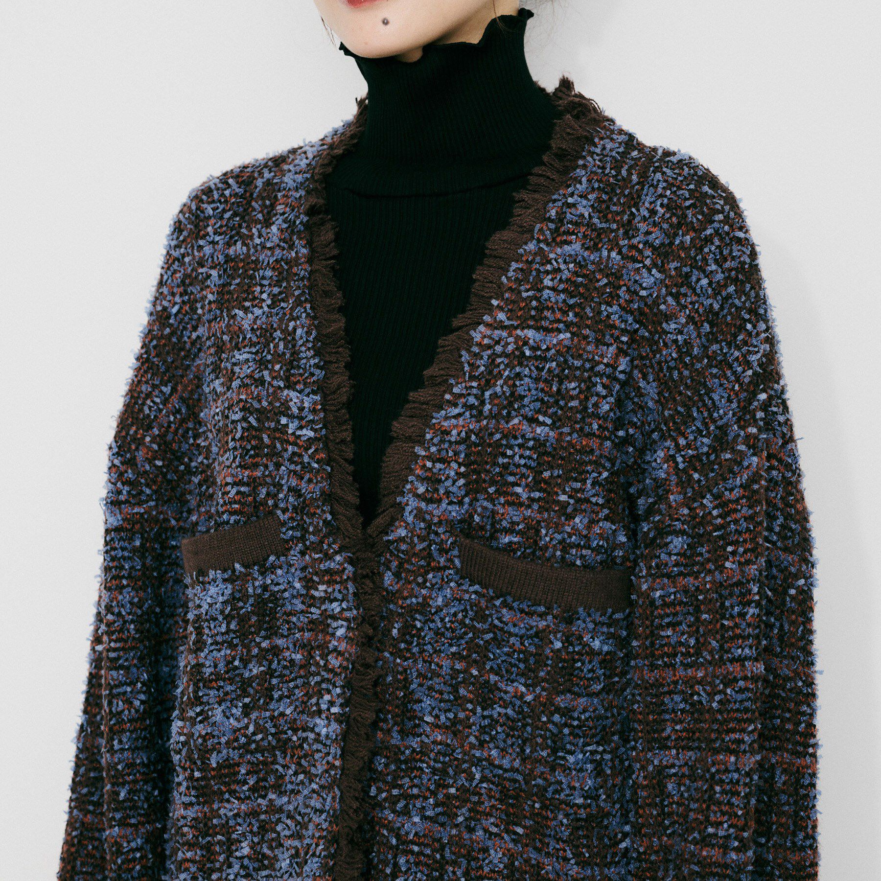 UNTITLED「【Audrey and John Wad】Vネックツイード柄ニットカーディガン」|カーディガン|