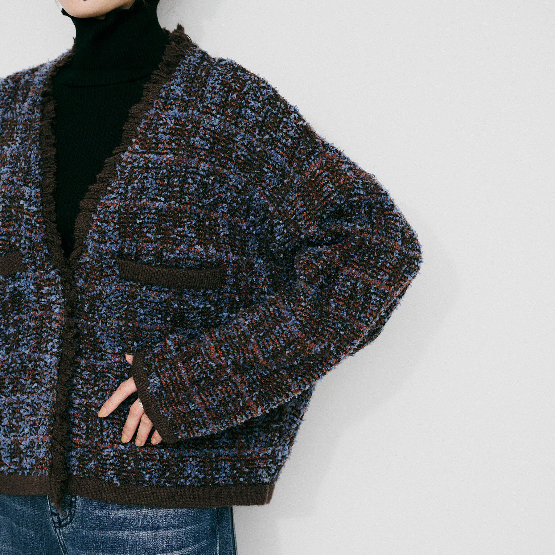 UNTITLED「【Audrey and John Wad】Vネックツイード柄ニットカーディガン」|カーディガン|