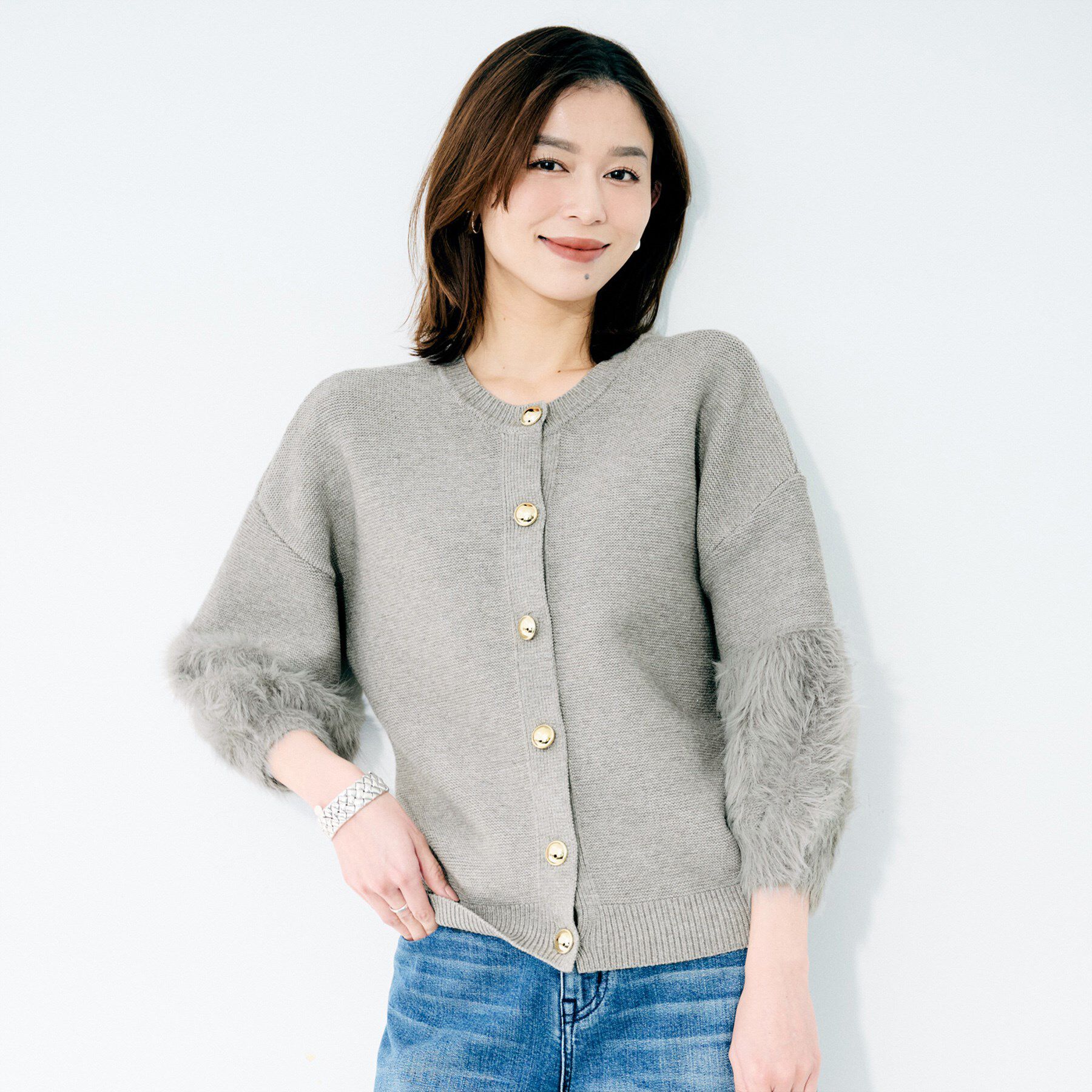 UNTITLED「【TORRAZZO DONNA】ファースリーブ2wayプルオーバー」|Tシャツ・カットソー|グレー(012)