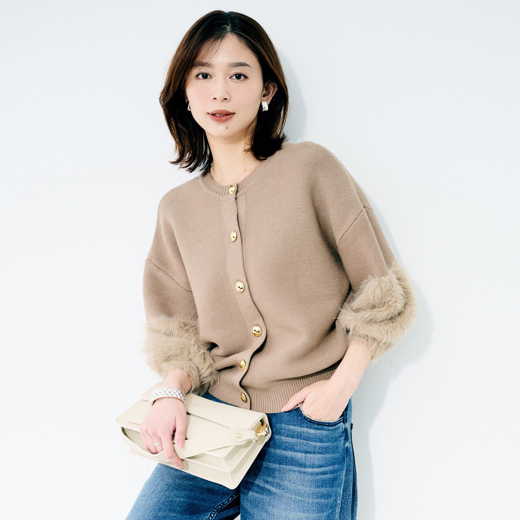 UNTITLED「【TORRAZZO DONNA】ファースリーブ2wayプルオーバー」|Tシャツ・カットソー|ベージュ(052)