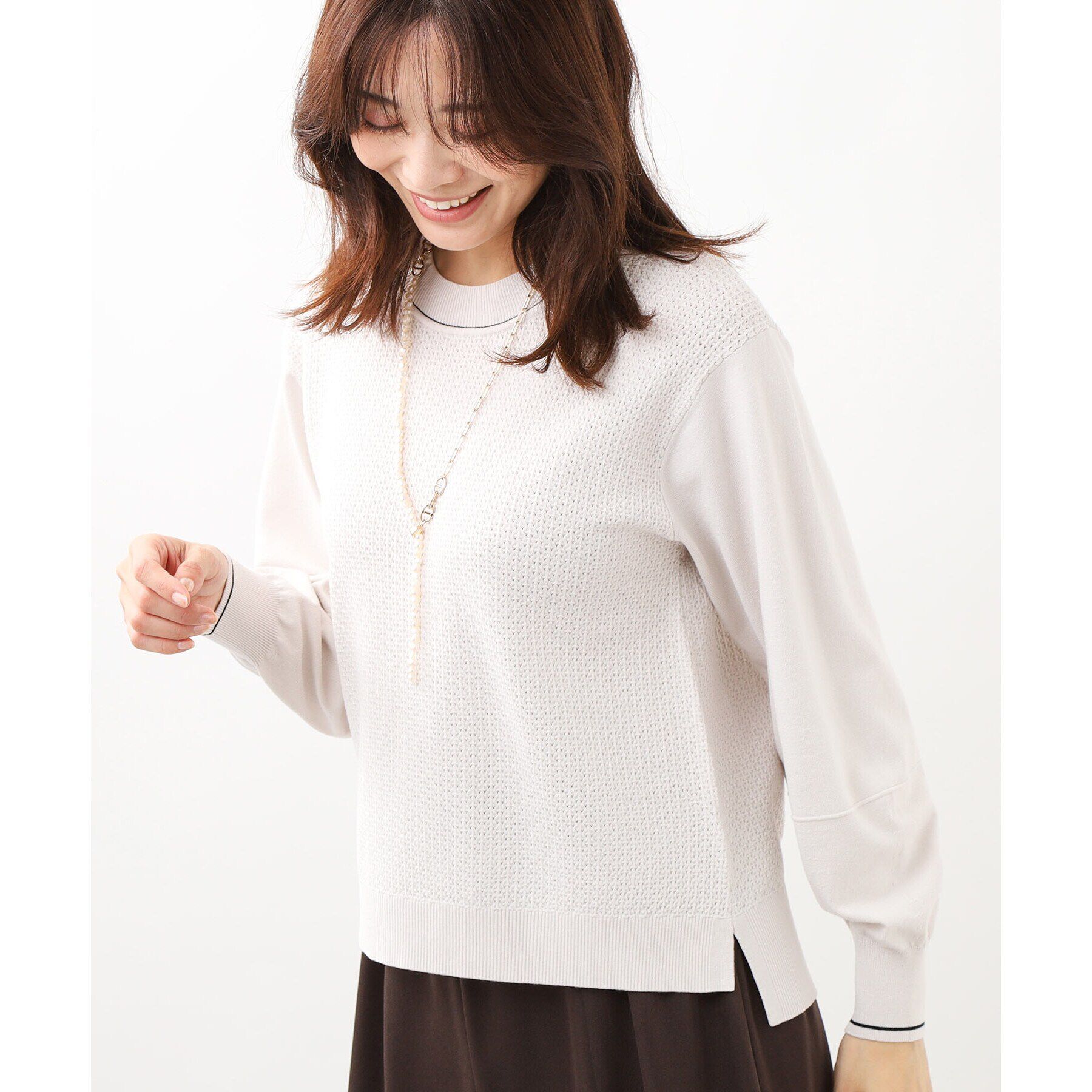 Reflect「オフボディストレッチニット」|ニット・セーター|ライトグレー(511