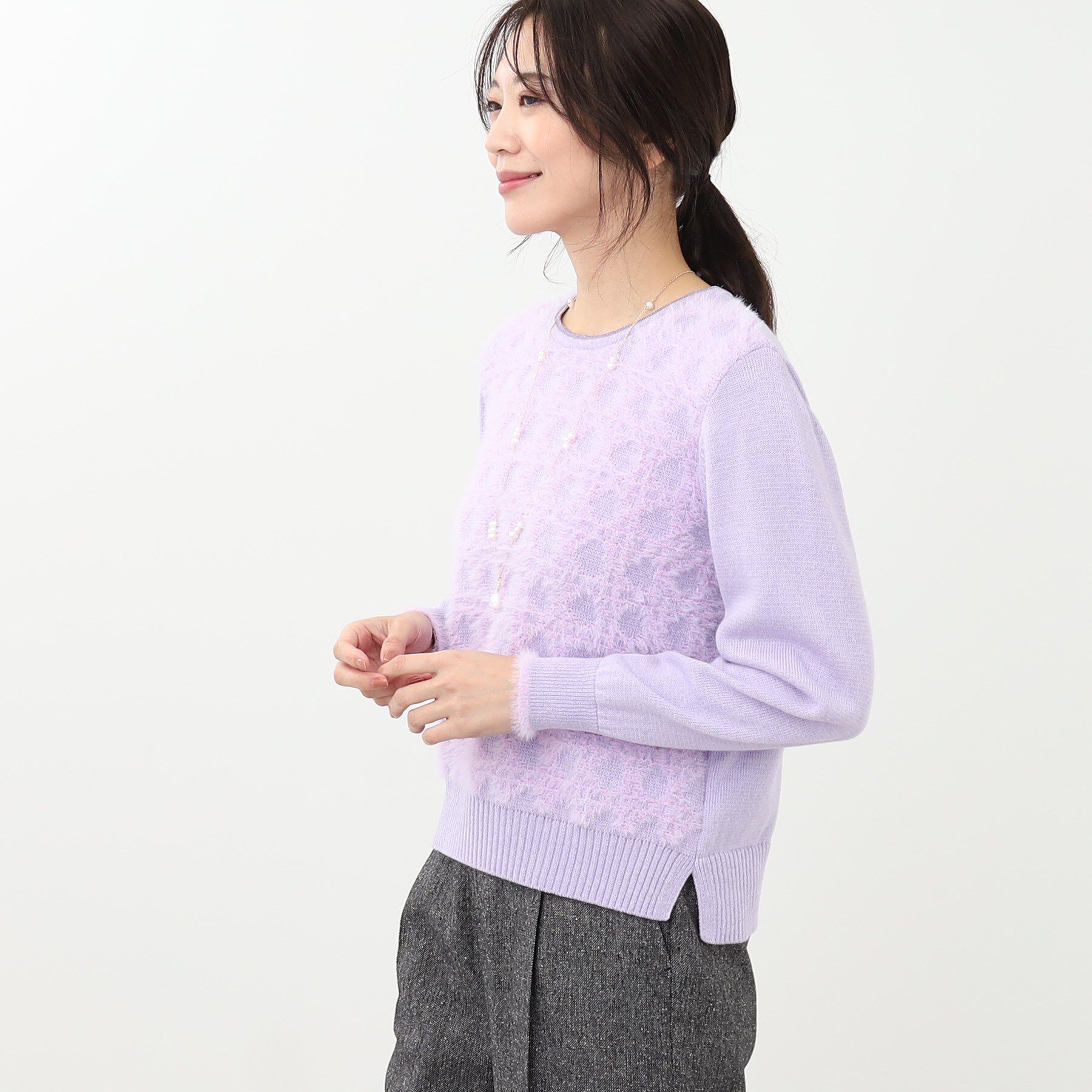 Reflect「【WEB限定カラーあり／手洗い可】フェザーヤーンニット」|ニット・セーター|ラベンダー(080)