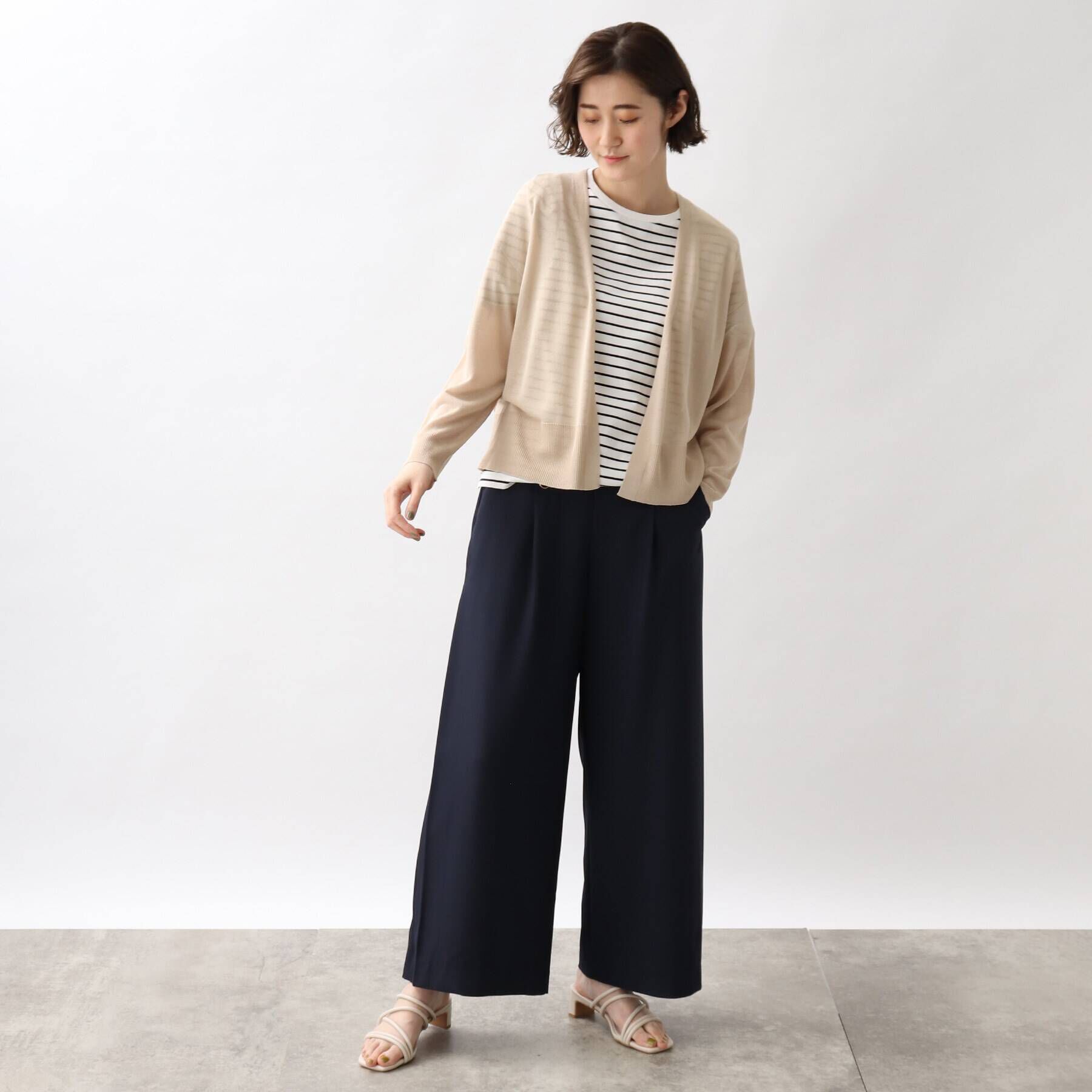 grove「洗えてひんやりスパークヤーンショートカーデ」|カーディガン|