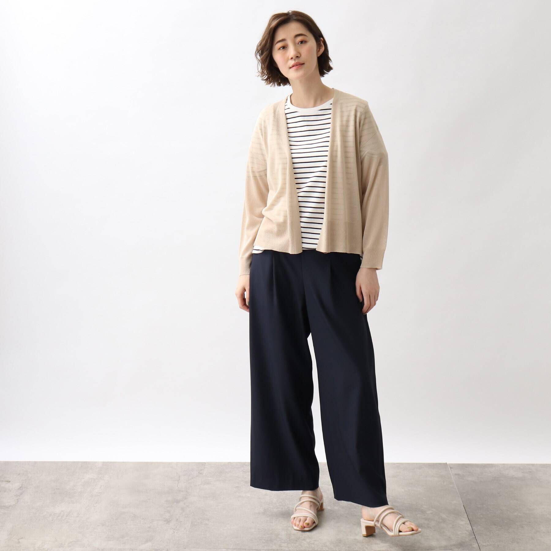 grove「洗えてひんやりスパークヤーンショートカーデ」|カーディガン|