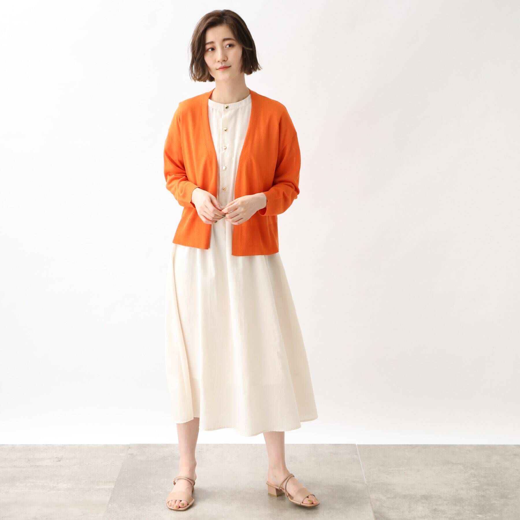 grove「洗えてひんやりスパークヤーンショートカーデ」|カーディガン|