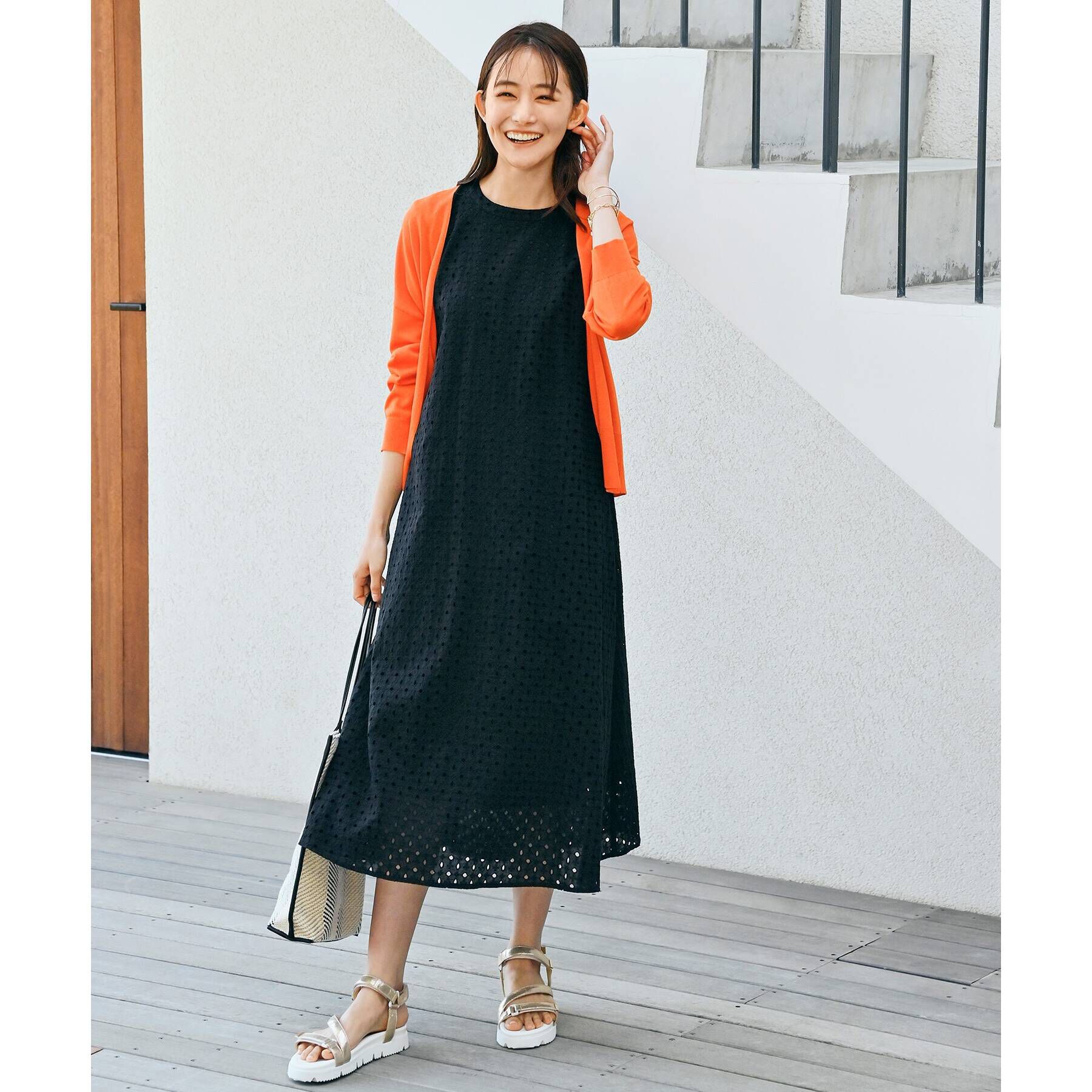 grove「洗えてひんやりスパークヤーンショートカーデ」|カーディガン|