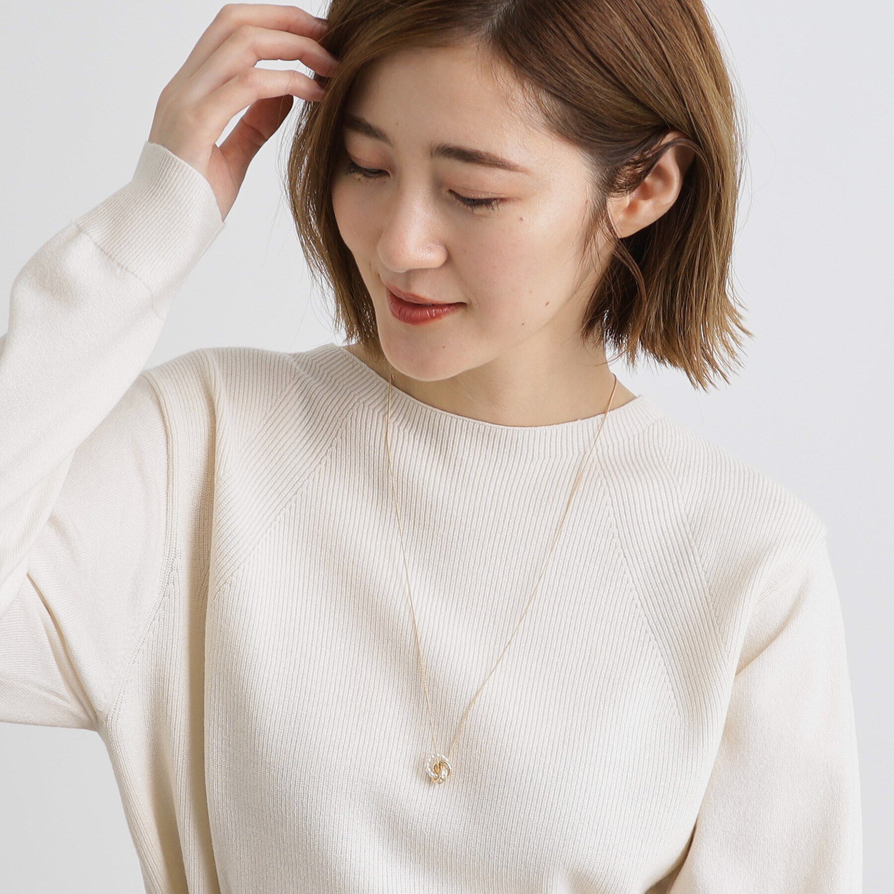 grove「パール調ビジューリングY字ネックレス【入卒対応可】」|ネックレス|