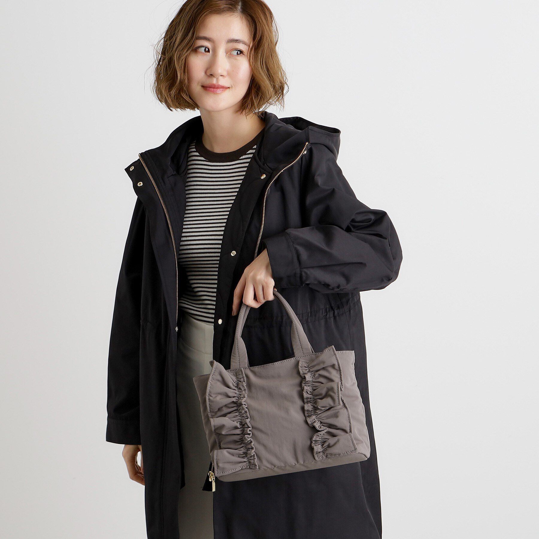 grove「縦フリルナイロン2WAYトート」|トートバッグ|