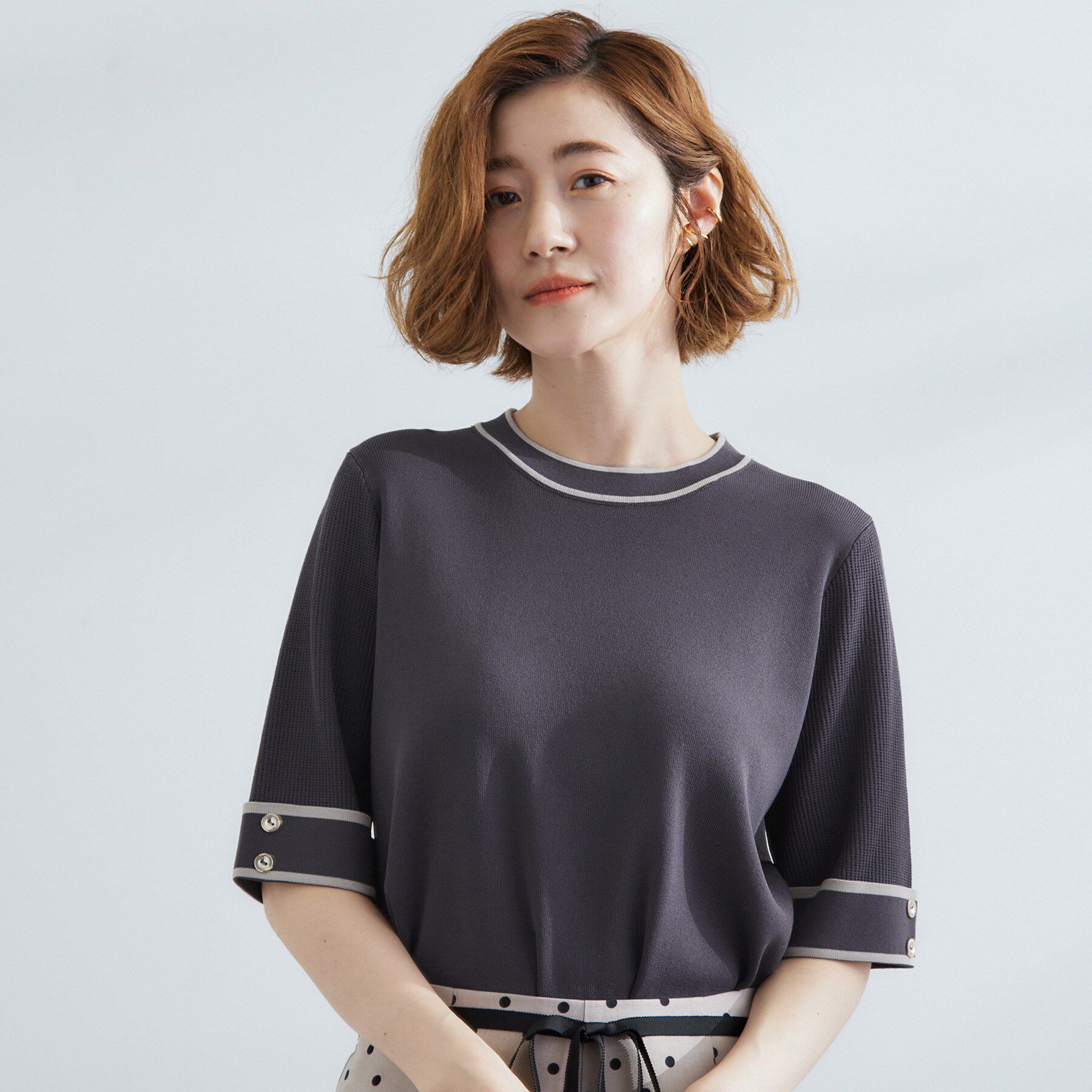 grove「【夏に嬉しい機能付き】やわらかドライタッチワイドスリーブプルオーバー」|ニット・セーター|チャコールグレー(5