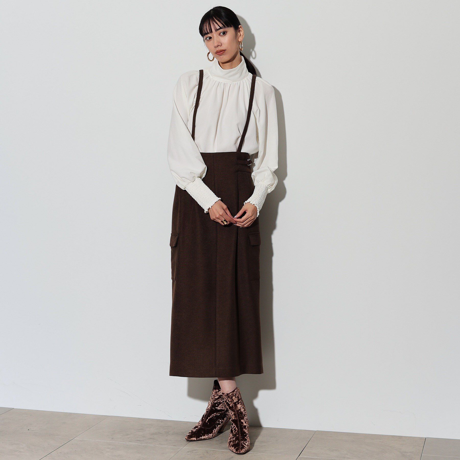 GALLEST「サスペンダー付きワークタイトスカート」|スカート|ﾌﾞﾗｳﾝ(044)