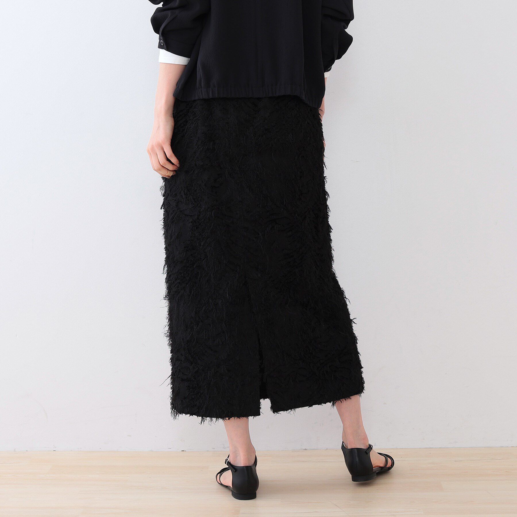 INDIVI「【スタイルUP】フリンジ調ジャカード ストレートラインスカート」|スカート|