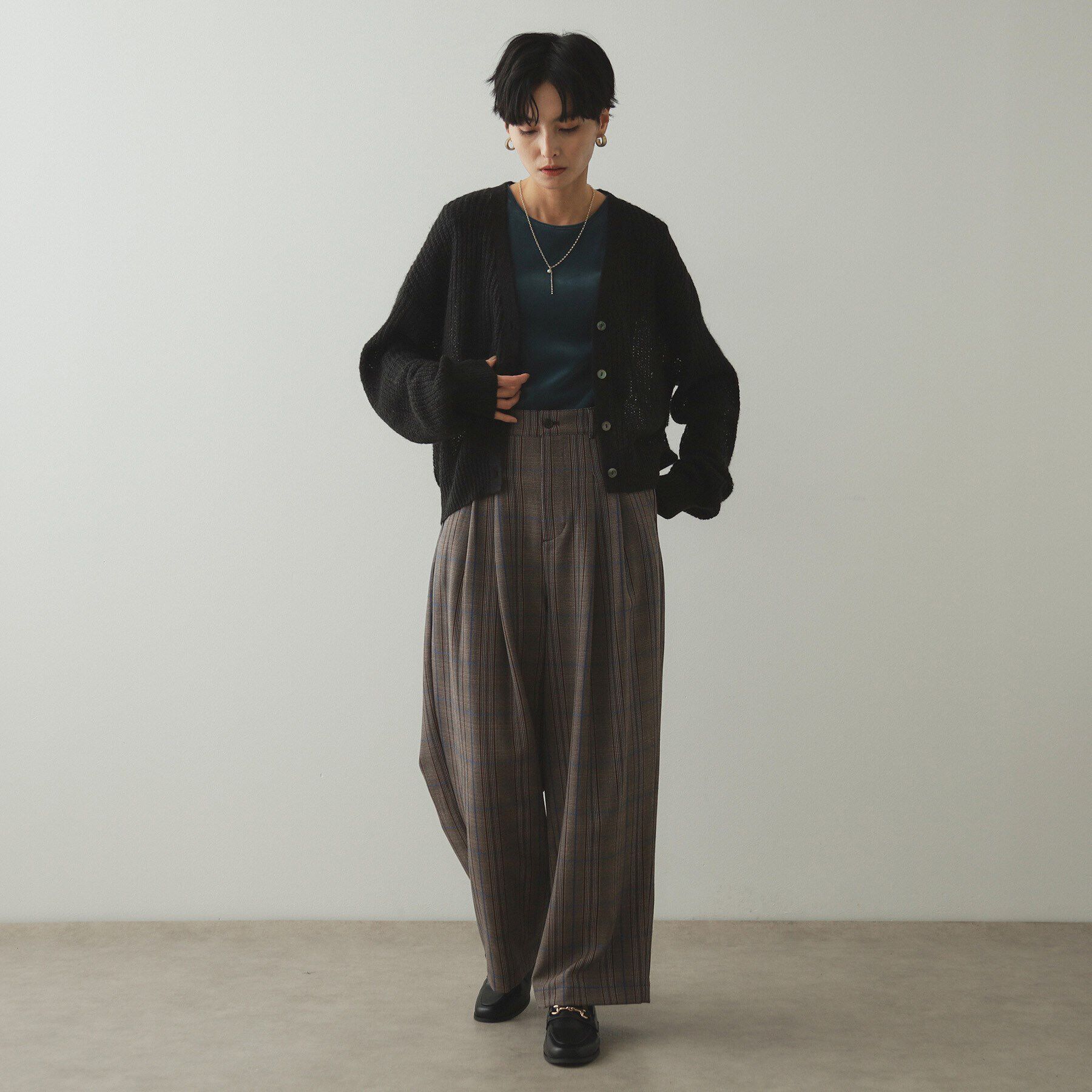 OPAQUE.CLIP「モヘヤ混シアーVネックカーディガン【洗濯機洗い可】」|カーディガン|