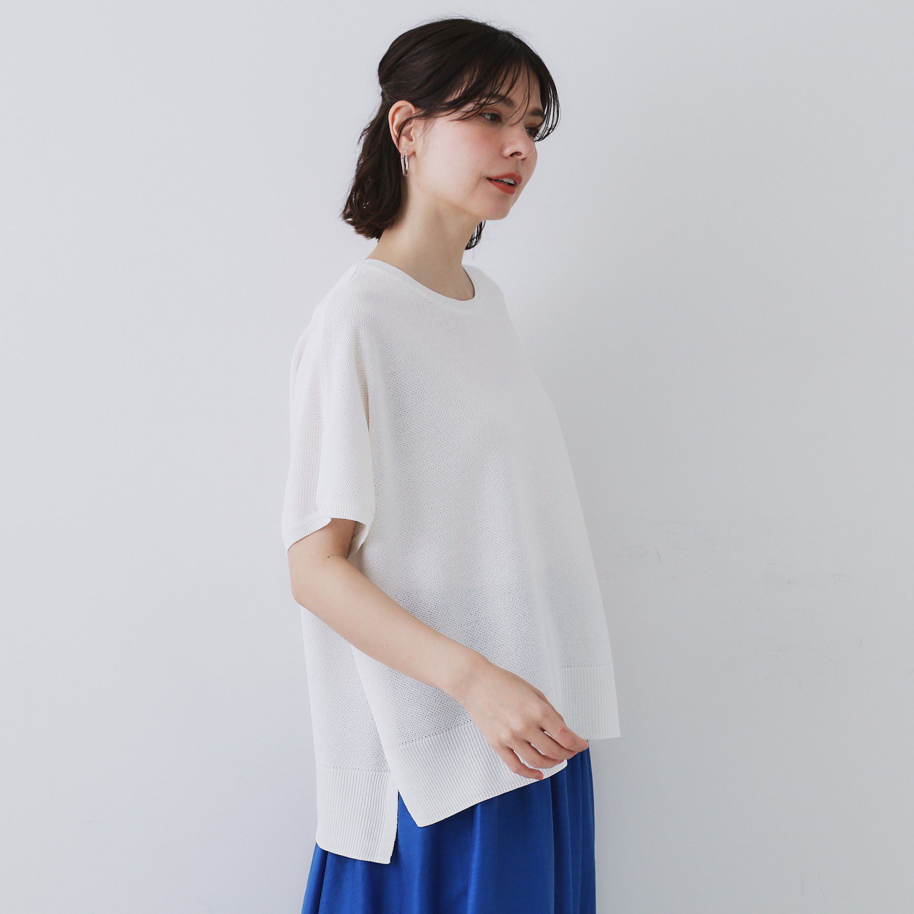 OPAQUE.CLIP「《5色展開/S-LLサイズ》リラクシーメッシュニット【洗濯機洗い可】」|ニット・セーター|