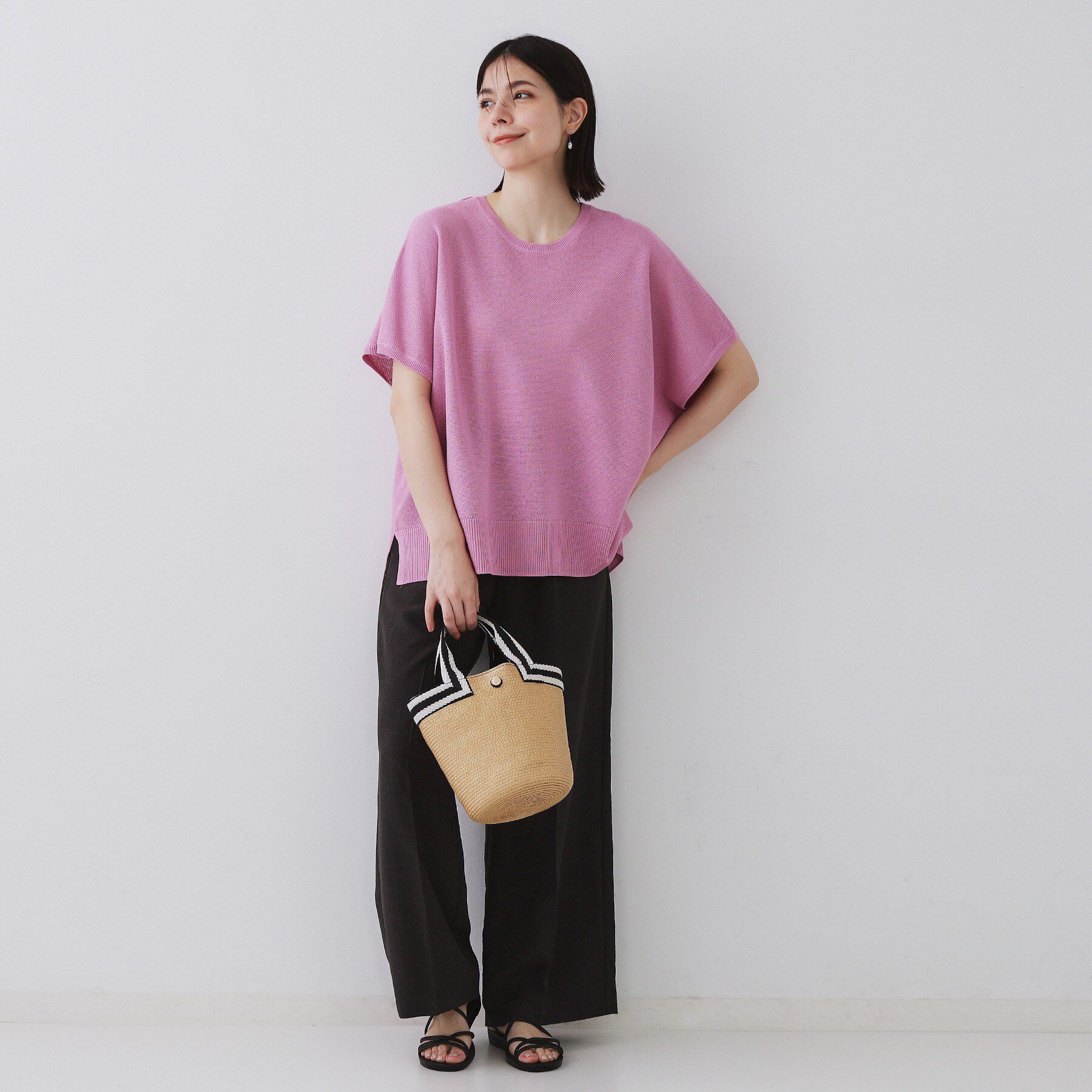 OPAQUE.CLIP「《5色展開/S-LLサイズ》リラクシーメッシュニット【洗濯機洗い可】」|ニット・セーター|