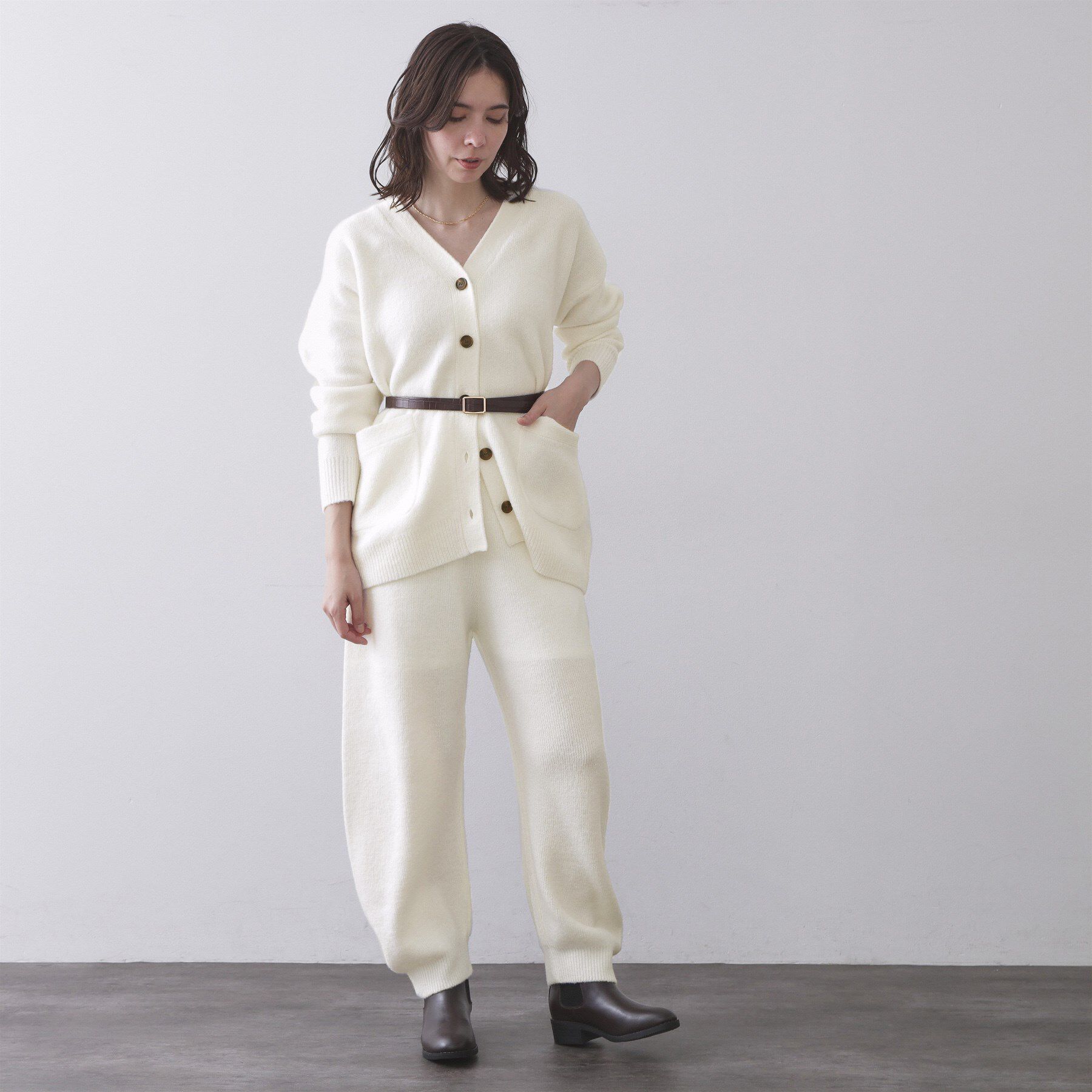 OPAQUE.CLIP「Vネックニットカーディガン／セットアップ対応可【洗濯機OK】」|カーディガン|