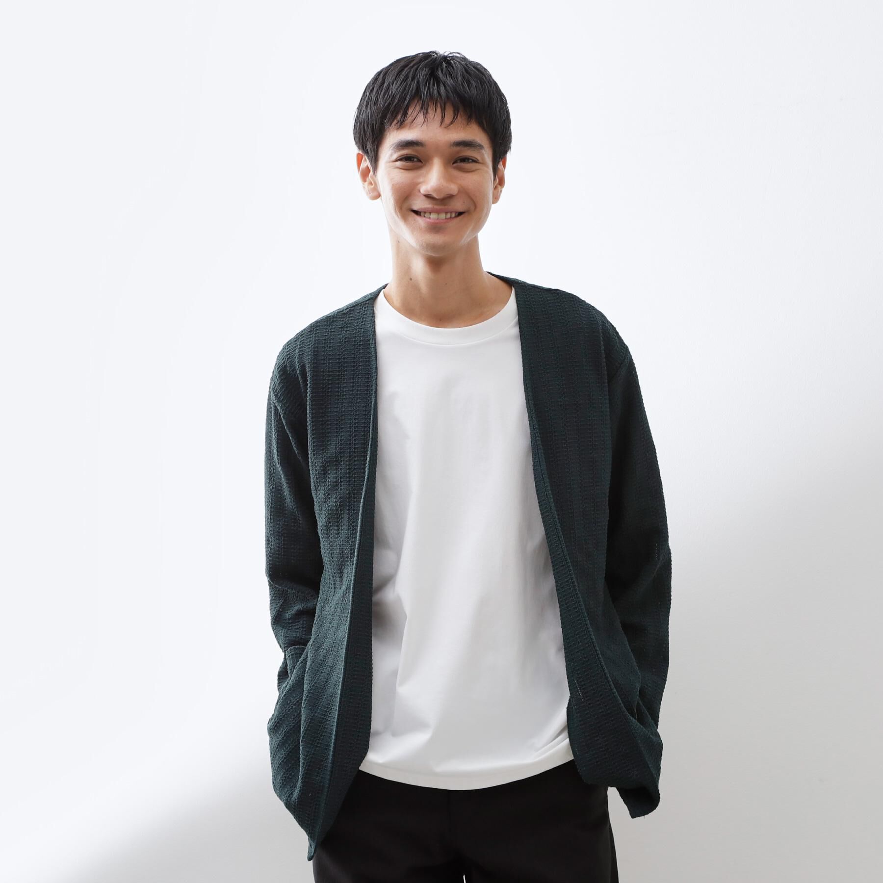 THE SHOP TK「【セットでお買い得！！】長袖カーディガン＋半袖Tシャツ　洗濯機OK/吸水速乾(Tシャツのみ)」|カーディガン|