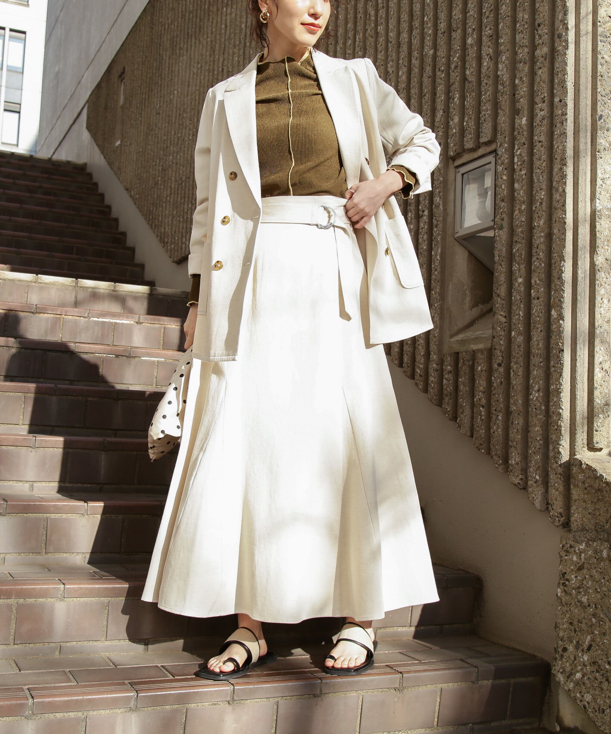  「麻混セットアップ　スカート《S Size Line》」|スカート|ナチュラル