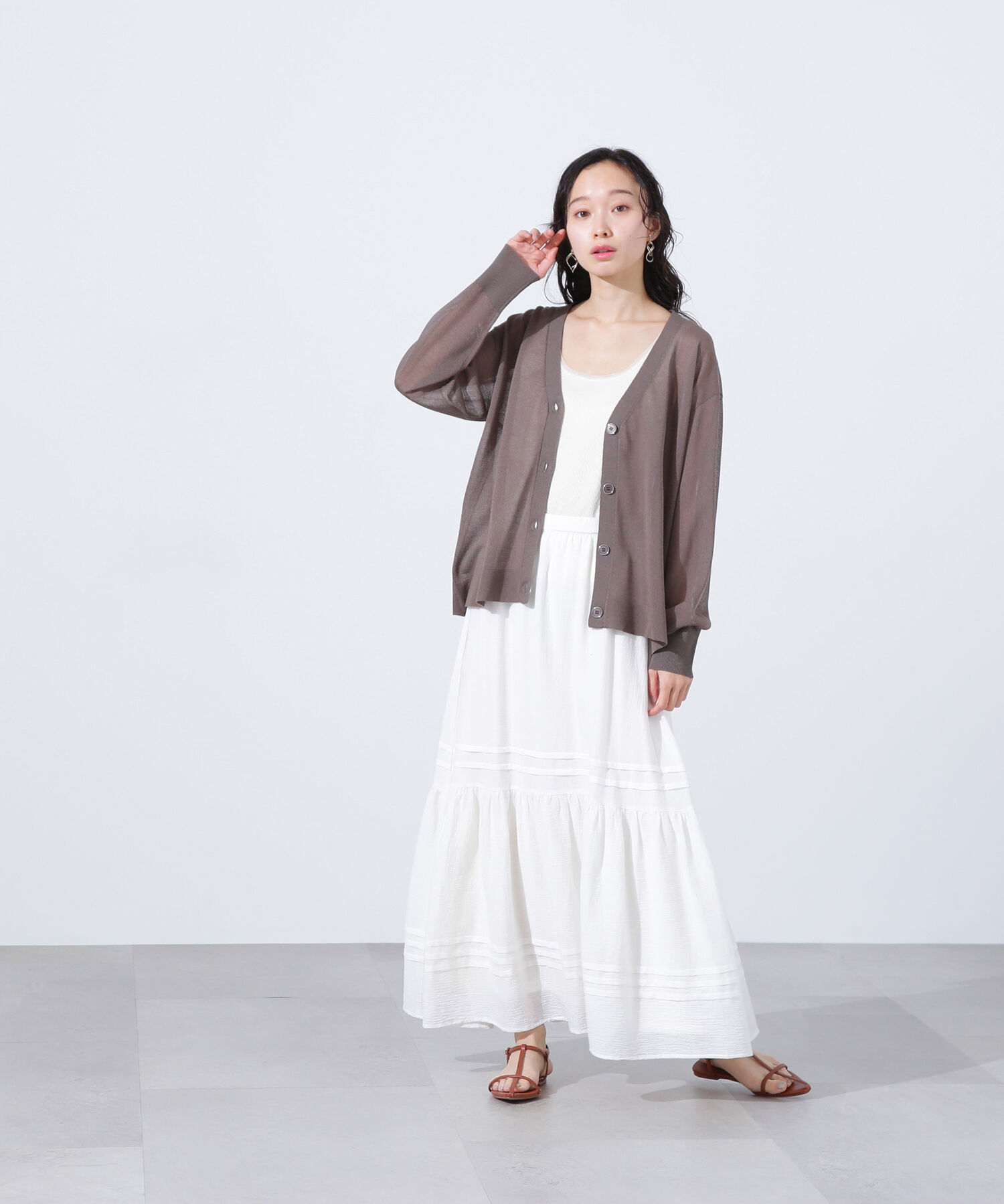  「ルーズミドルシアーカーディガン」|ニット・セーター|