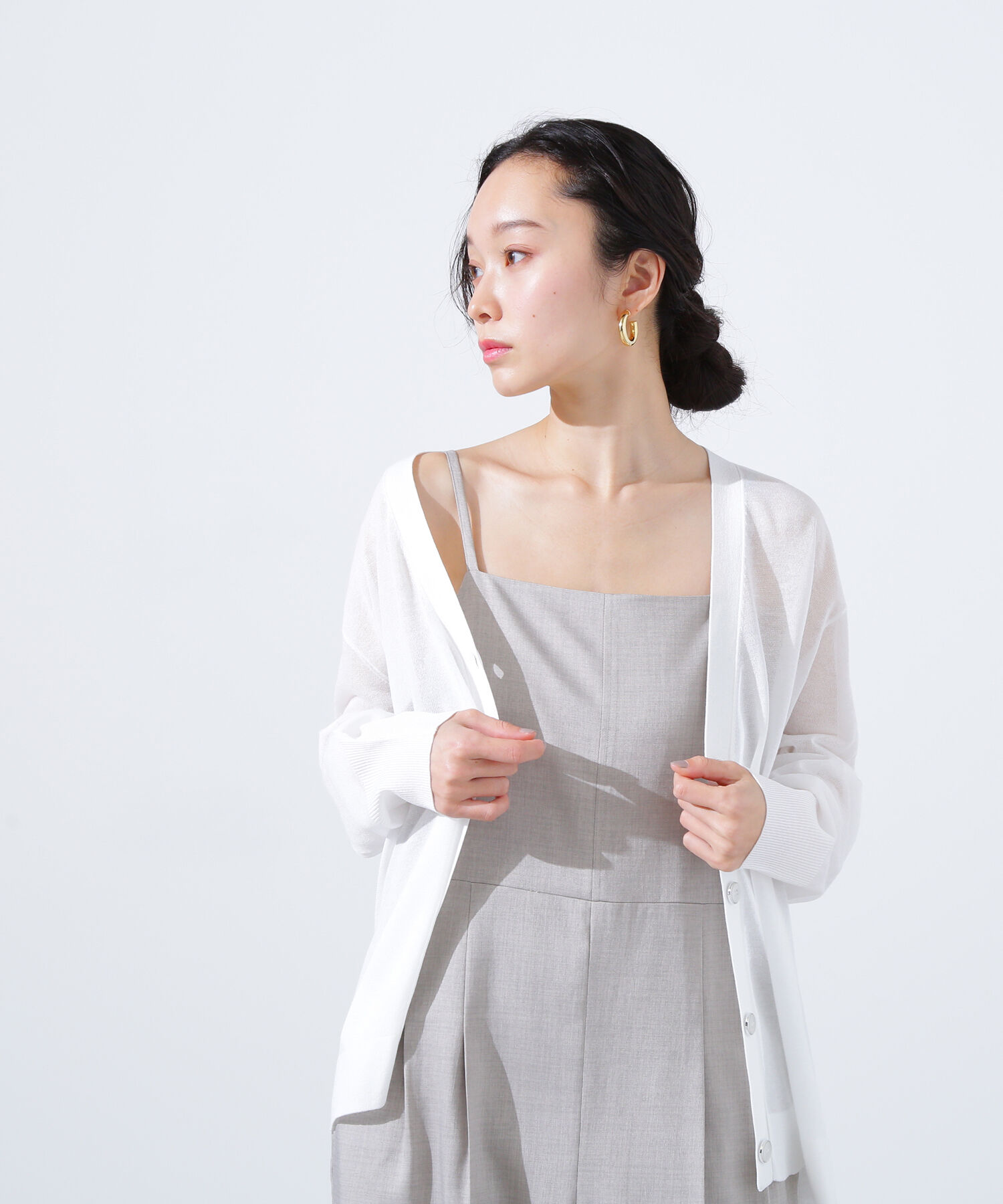  「ルーズミドルシアーカーディガン」|ニット・セーター|オフホワイト1