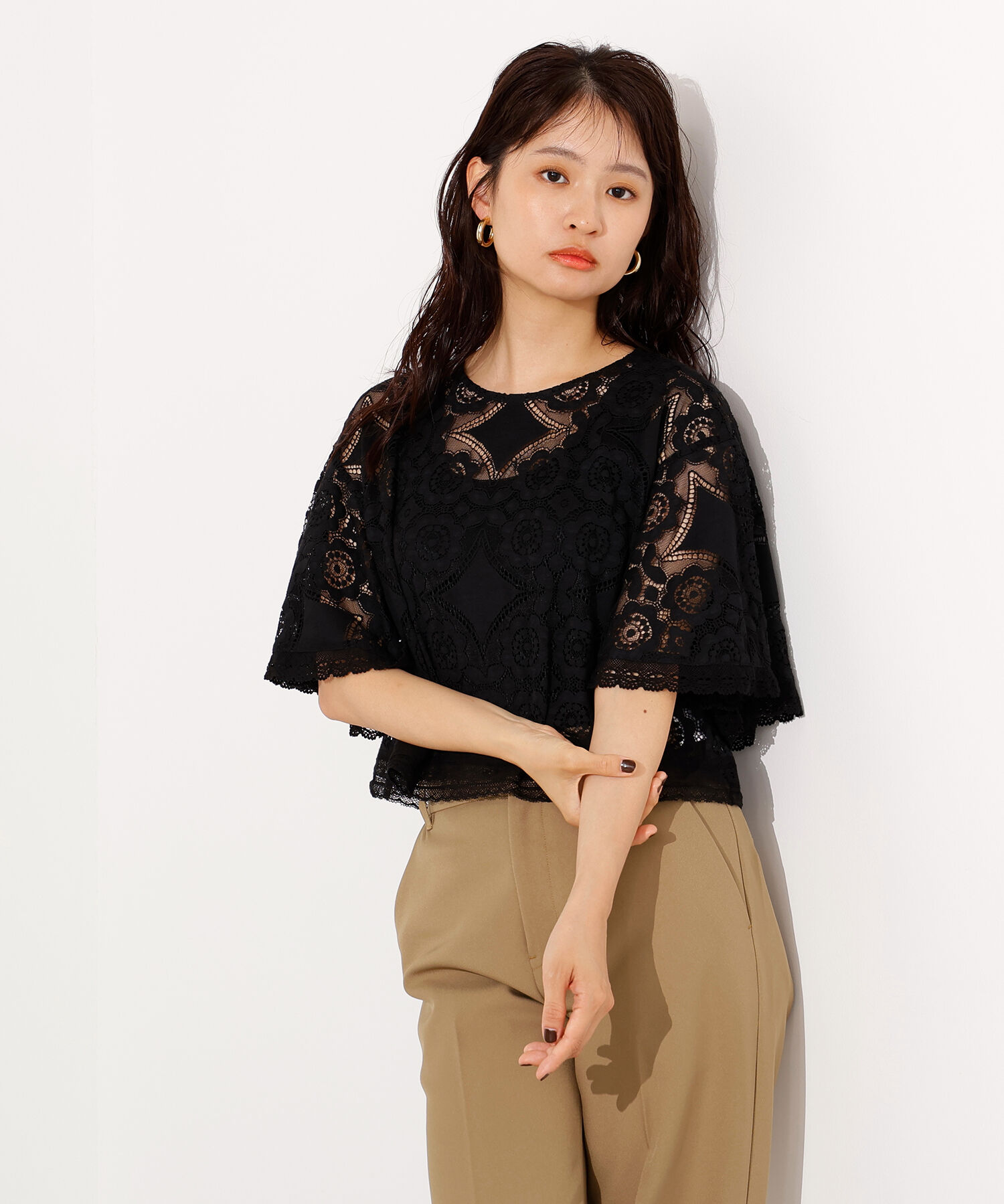  「レースフレアスリーブブラウス」|シャツ・ブラウス|