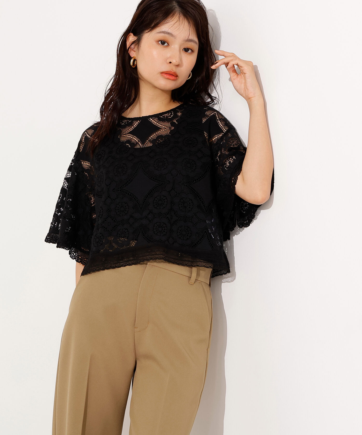  「レースフレアスリーブブラウス」|シャツ・ブラウス|