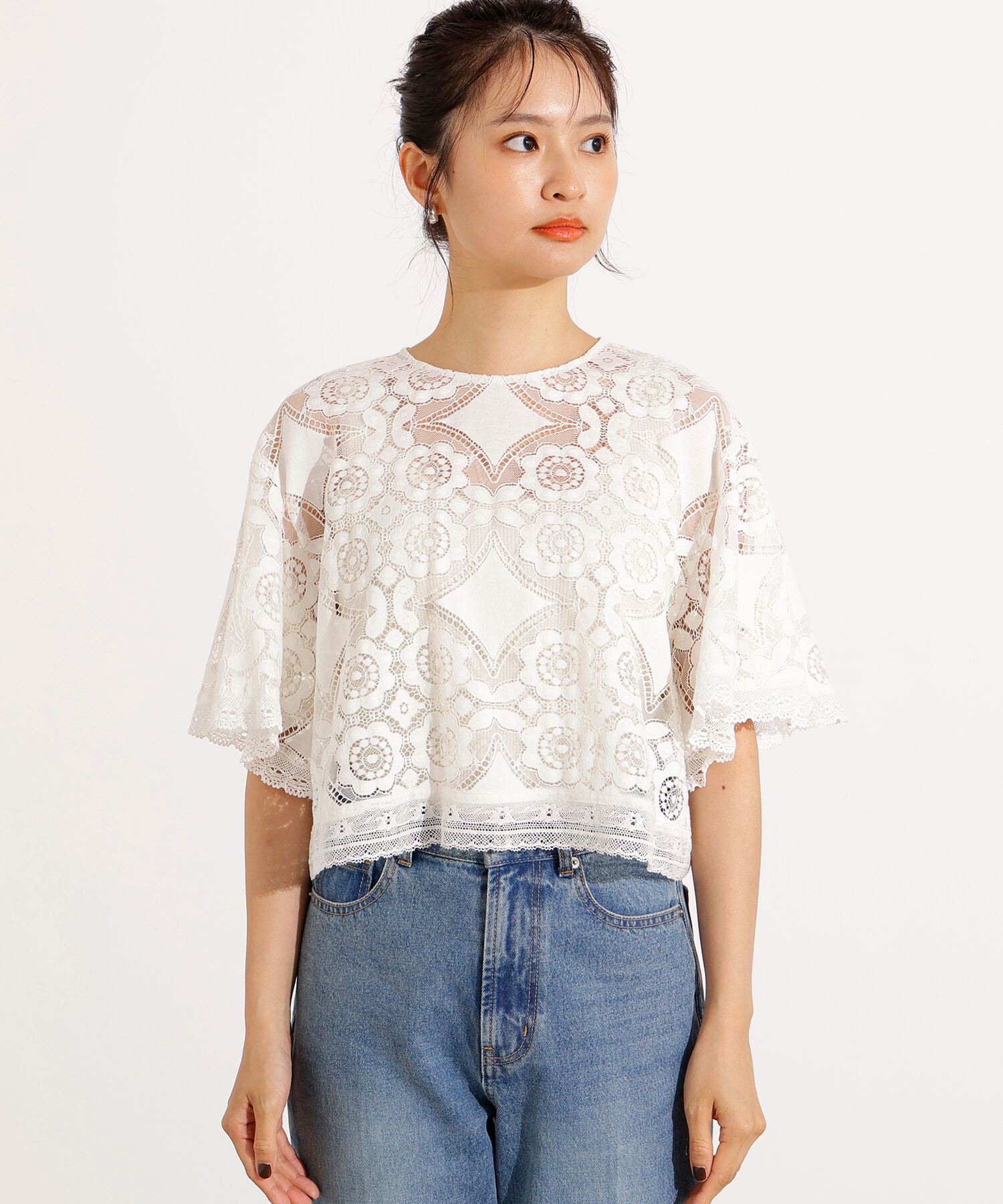  「レースフレアスリーブブラウス」|シャツ・ブラウス|