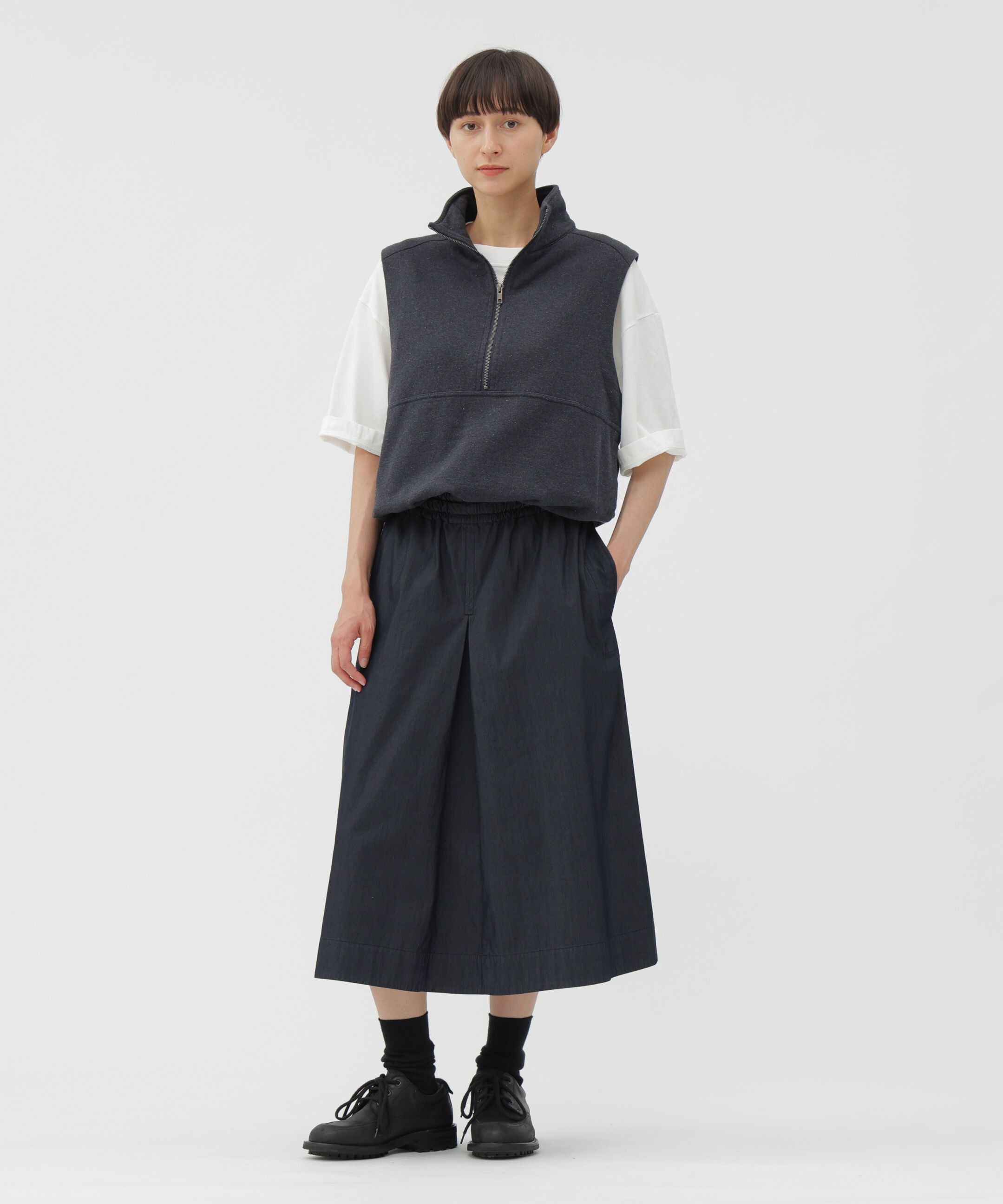 MHL.「DENSE COTTON NYLON SKIRT」|スカート|NAVY