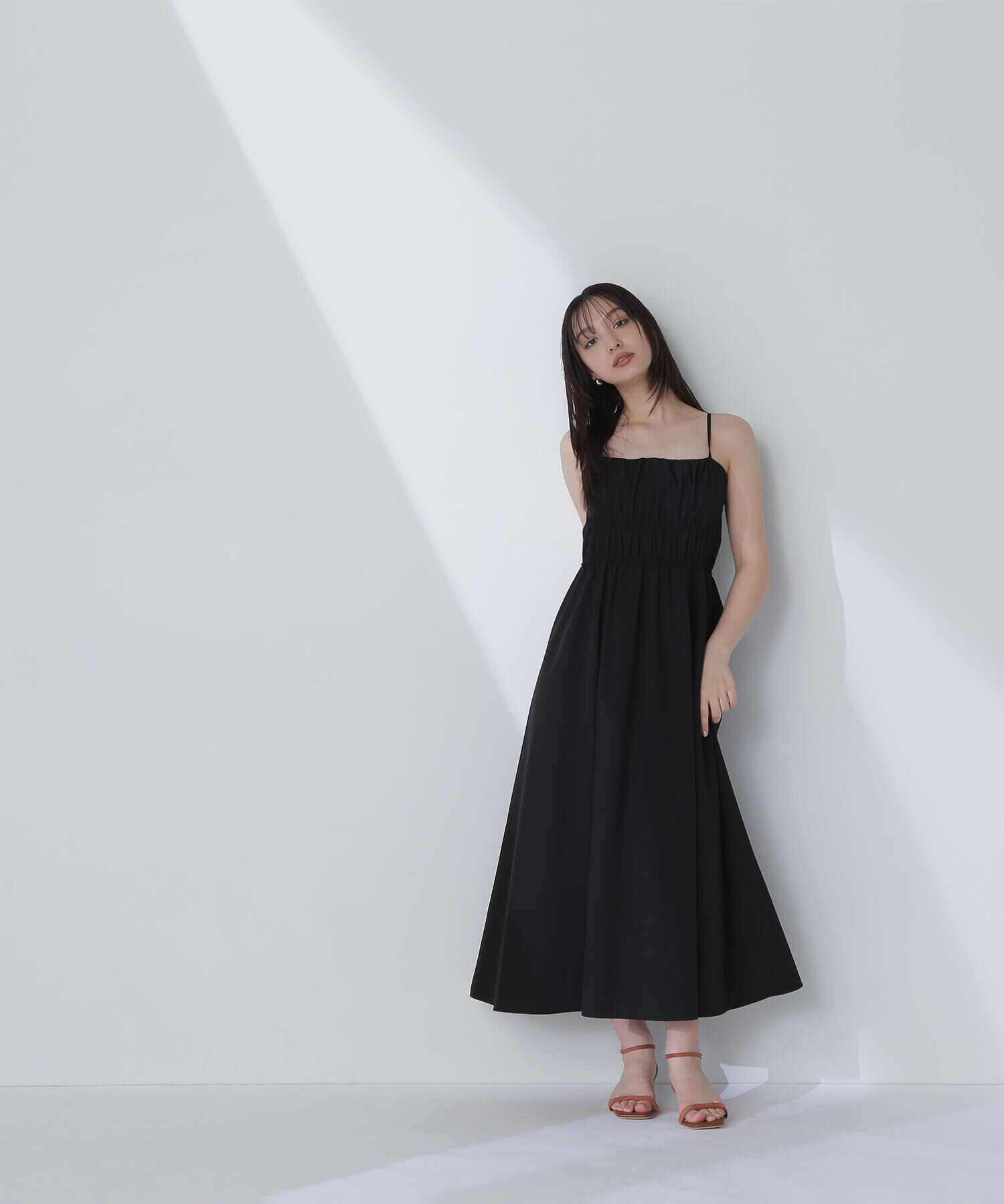  「ギャザーデザインキャミワンピース」|ワンピース|