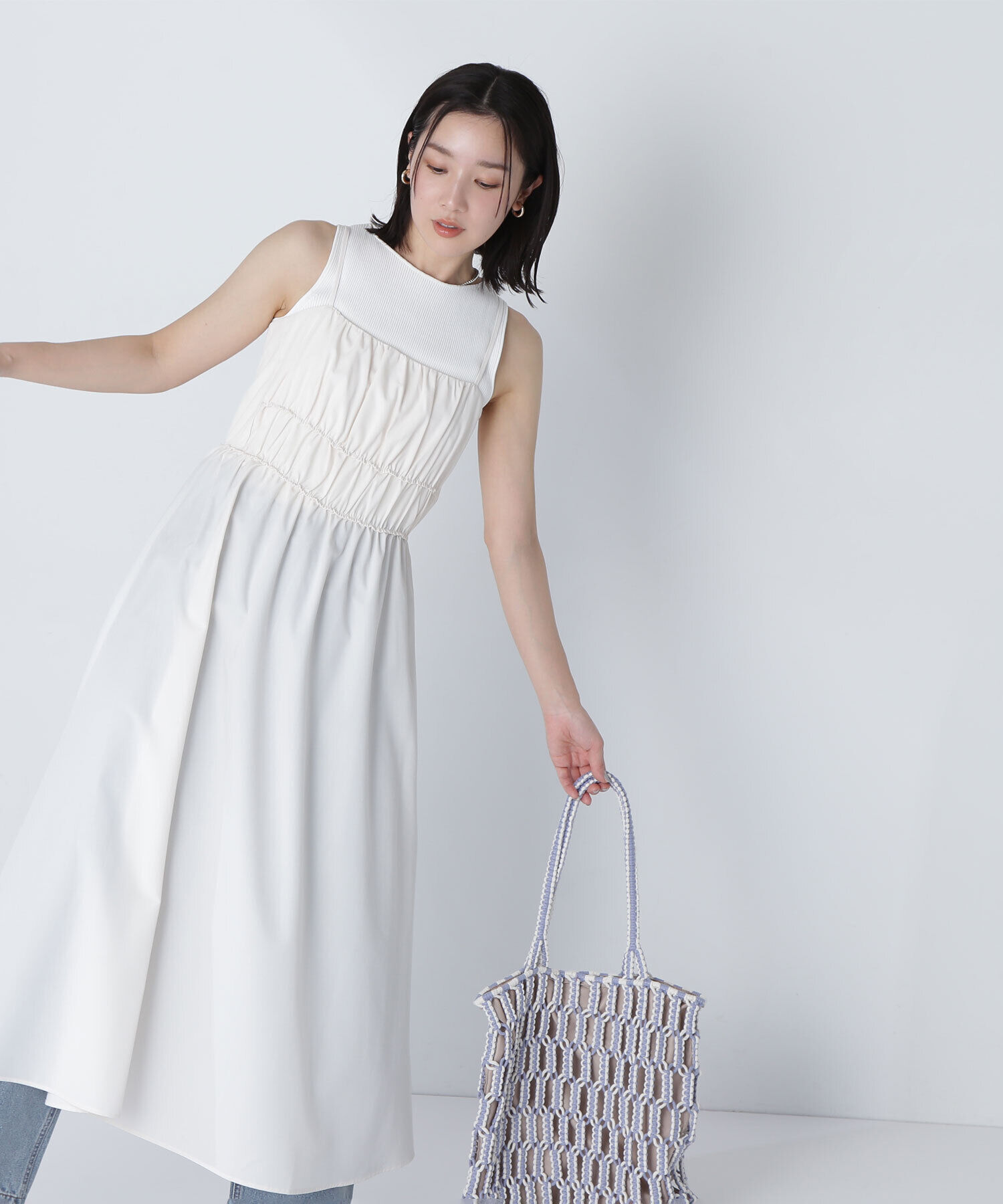  「ギャザーデザインキャミワンピース」|ワンピース|