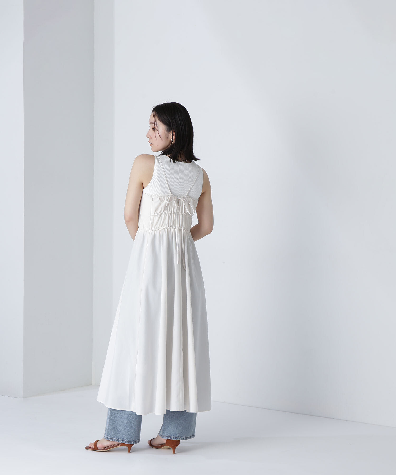  「ギャザーデザインキャミワンピース」|ワンピース|