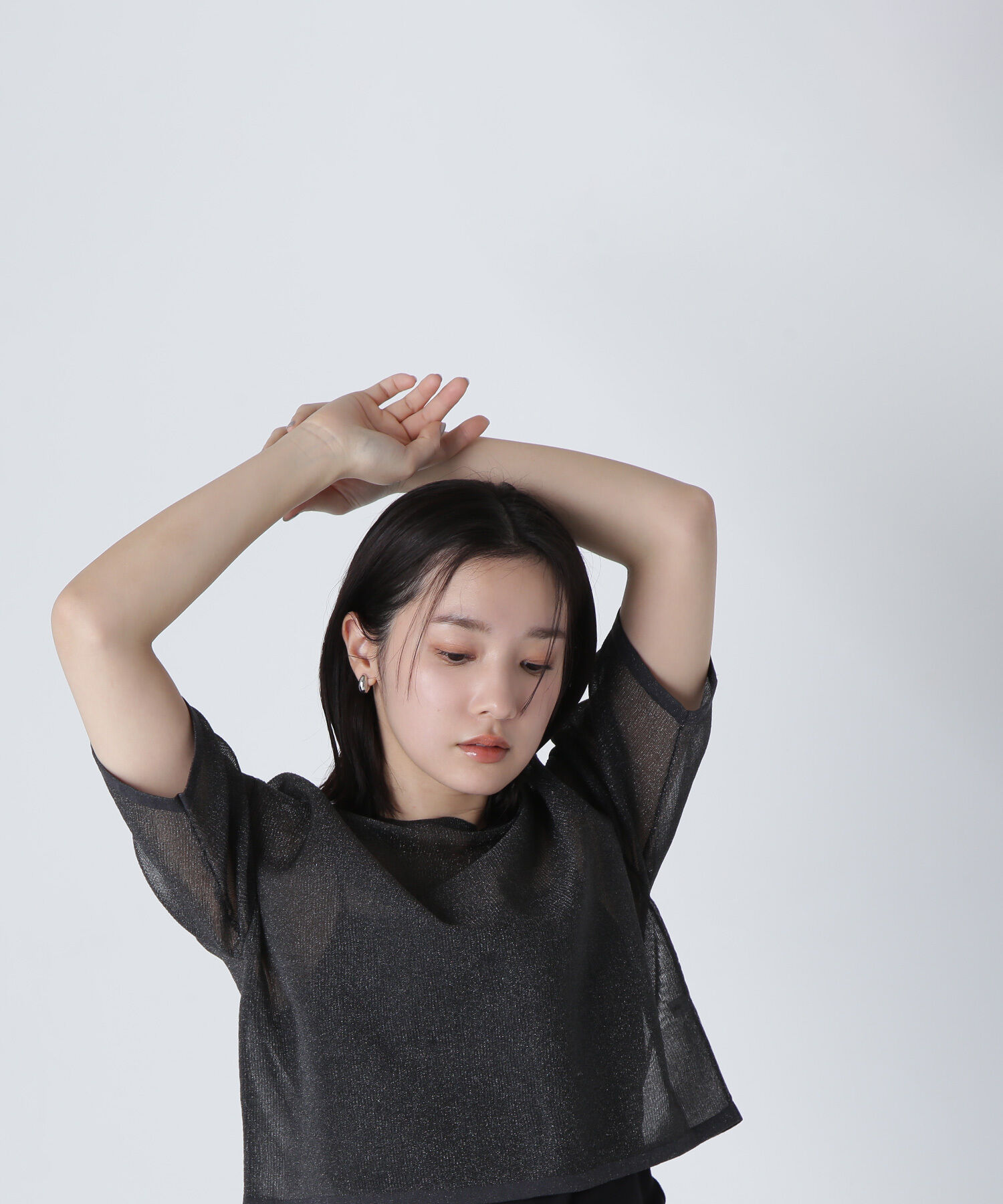  「クロップドシアーニットTシャツ」|ニット・セーター|